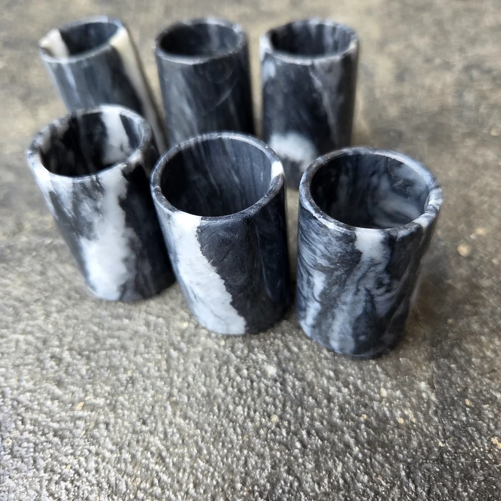 Handcarved Marble Shot Glass Set with Tray